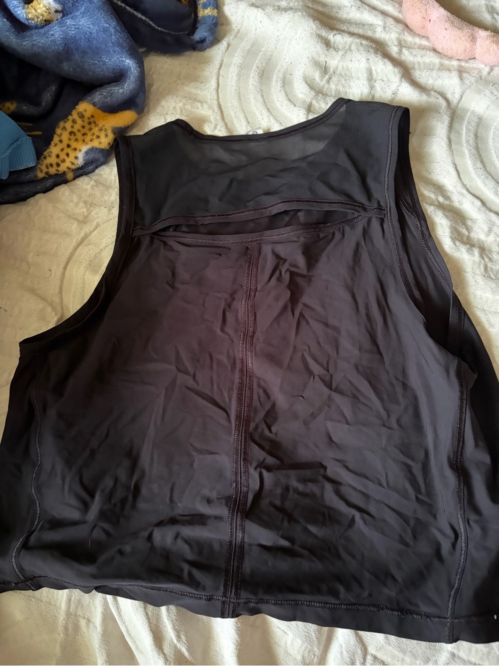 lululemon athletica Black Mesh-Back Crop Top all black top